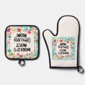 世界で最も素晴らしい母 鍋つかみ&鍋敷きセット