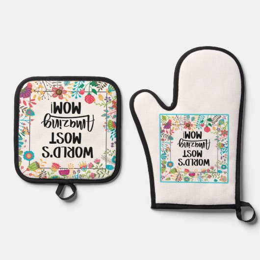 世界で最も素晴らしい母 鍋つかみ&鍋敷きセット (正面)