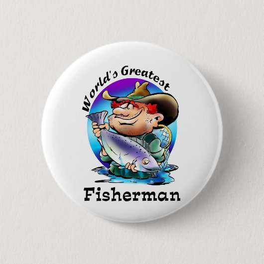 世界で最も素晴らしい漁師のギア 缶バッジ (正面)