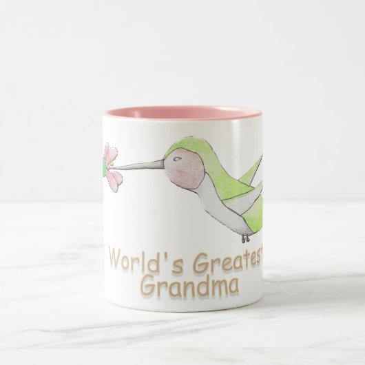 世界で最も素晴らしい祖母のハチドリのマグ ツートーンマグカップ (中央)