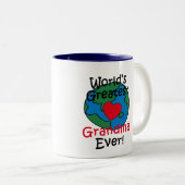世界で最も素晴らしい祖母のハート ツートーンマグカップ (正面右)