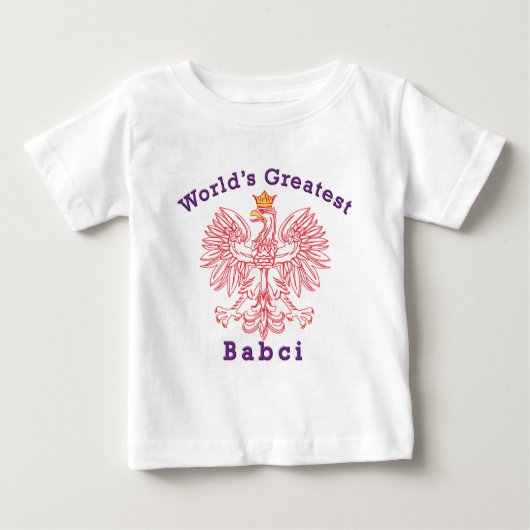 世界で最も素晴らしいBabciの赤のワシ ベビーTシャツ (正面)