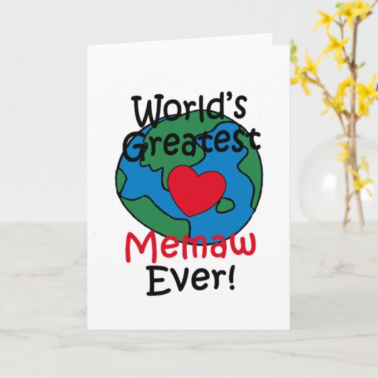 世界で最も素晴らしいMemawのハート カード (黄色い花)