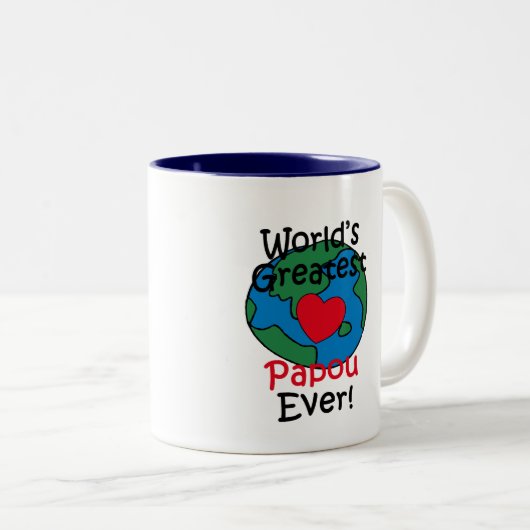 世界で最も素晴らしいPapouのハート ツートーンマグカップ (正面右)