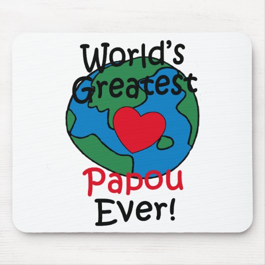 世界で最も素晴らしいPapouのハート マウスパッド (正面)