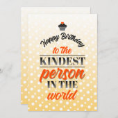 世界で最も親切な人へのハッピーバースデー サンキューカード (正面/裏面)