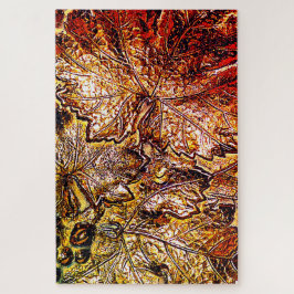 世界で最も難しい赤と金ゴールドのグレープ葉 ジグソーパズル