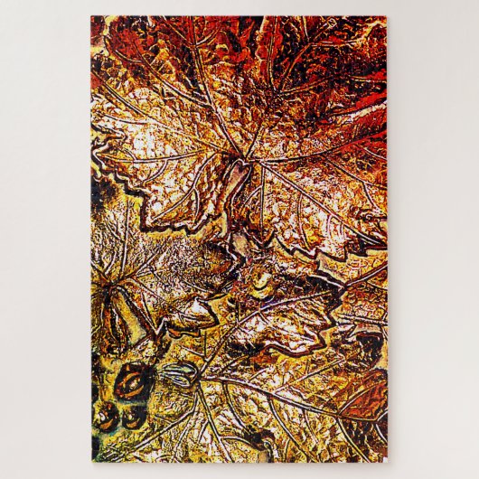 世界で最も難しい赤と金ゴールドのグレープ葉 ジグソーパズル (縦)
