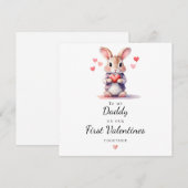 世界で最初のバレンタイン　パパへ　かわいいウサギ シーズンカード (正面/裏面)