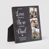世界で最初の愛 永遠のヒーロー パパへ 3枚の写真のプレート フォトプラーク (正面)
