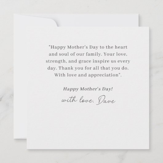 世界で最初の母の日の写真 フラット カード (裏面)