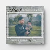 世界で最高のおじさん カスタム写真 ラスティック グレー ウッド フォトプラーク (正面)