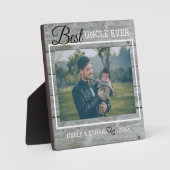 世界で最高のおじさん カスタム写真 ラスティック グレー ウッド フォトプラーク (正面)