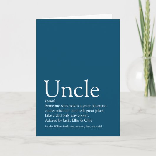世界で最高のおじ・おじさん Funcle（おじに近いお友達）の定義 カード (正面)