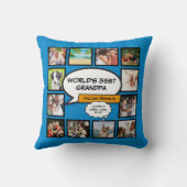 世界で最高のじいじ・おじいちゃん フォト ブルー クッション (裏面)