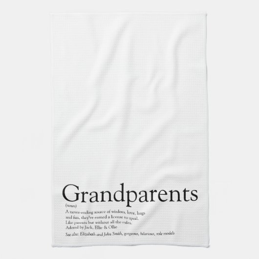 世界で最高のも祖父母の定義 キッチンタオル (縦)