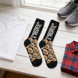 世界で最高のドッグダッドの写真パターン オーダーメイド パーソナライズギフト ソックス