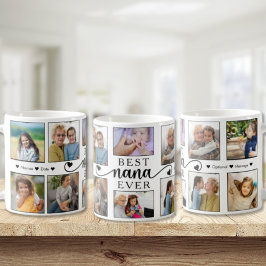 世界で最高のナナ フォト コラージュ ハート スクリプト コーヒーマグカップ