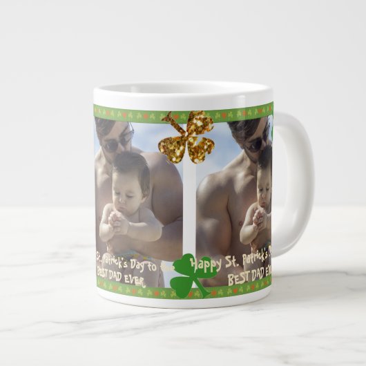 世界で最高のパパの写真 St. Patrick's Day ジャンボコーヒーマグカップ (正面右)