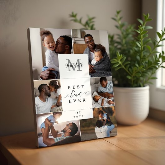 世界で最高のパパへ 父の日の6枚の写真のモノグラム フォトプラーク