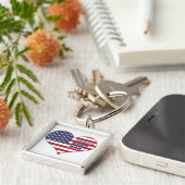 世界で最高のパパ アメリカ国旗 ハート キーホルダー (側面)