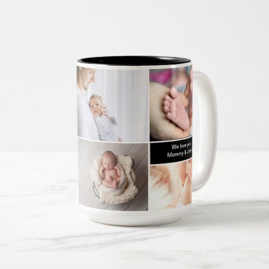 世界で最高のパパ オリジナル写真コラージュ 父の日 ツートーンマグカップ (正面右)