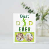 世界で最高のパパ ゴルファー カスタム フォト メッセージ ポストカード (スタンド正面)