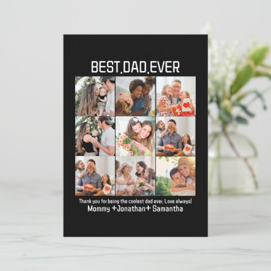 世界で最高のパパ フォト コラージュ 父の日 9枚の写真 シーズンカード (スタンド正面)