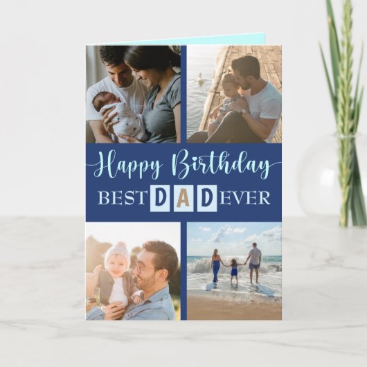 世界で最高のパパ フォト コラージュ 誕生日カード カード (正面)