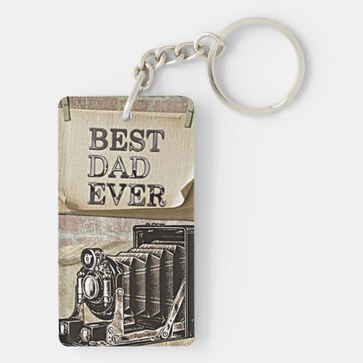 世界で最高のパパ レトロカメラ 父の日 アンティーク キーホルダー (裏面)