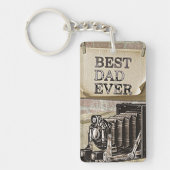 世界で最高のパパ レトロカメラ 父の日 アンティーク キーホルダー (正面)