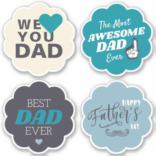 世界で最高のパパ ｜レトロ父の日のステッカー シール (正面)