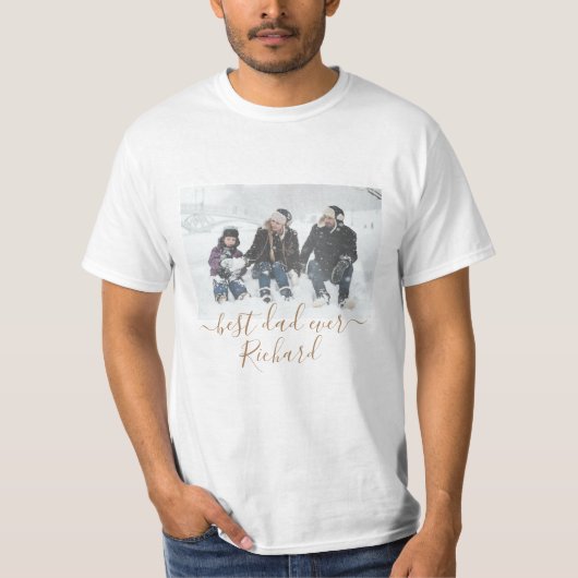 世界で最高のパパ、名前と写真をカスタマイズ Tシャツ (正面)