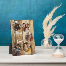 世界で最高のパパ　木製背景　オールドイエロー フォトプラーク