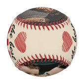 世界で最高のパパ 赤いハート 父の日の2枚の写真付き 野球ボール (裏面)