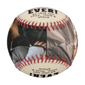 世界で最高のパパ 赤いハート 父の日の2枚の写真付き 野球ボール (正面)