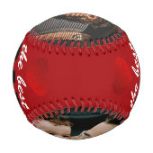 世界で最高のパパ 赤いハート 父の日の2枚の写真 野球ボール (裏面)