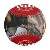 世界で最高のパパ 赤いハート 父の日の2枚の写真 野球ボール (正面)