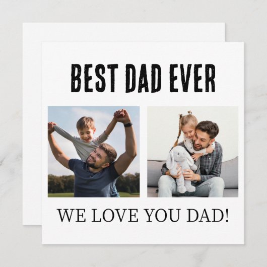 世界で最高のパパ 2枚の写真を飾る 父の日のギフト シーズンカード (正面/裏面)