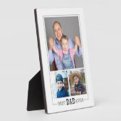 世界で最高のパパ 3枚の写真のホワイトコラージュ フォトプラーク (側面)
