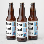 世界で最高のパパ 3枚の写真を飾ったコラージュ 父の日ギフト ビールラベル (ボトル)