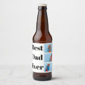 世界で最高のパパ 3枚の写真を飾ったコラージュ 父の日ギフト ビールラベル (正面)