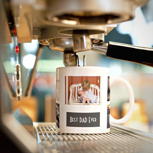 世界で最高のパパ 5枚の写真でパーソナライズされた コーヒーマグカップ