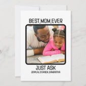 世界で最高のママはいつだって子供たちに聞いてみて！お子様の名前と写真 シーズンカード (正面)