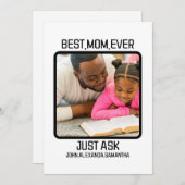 世界で最高のママはいつだって子供たちに聞いてみて！お子様の名前と写真 シーズンカード (正面/裏面)