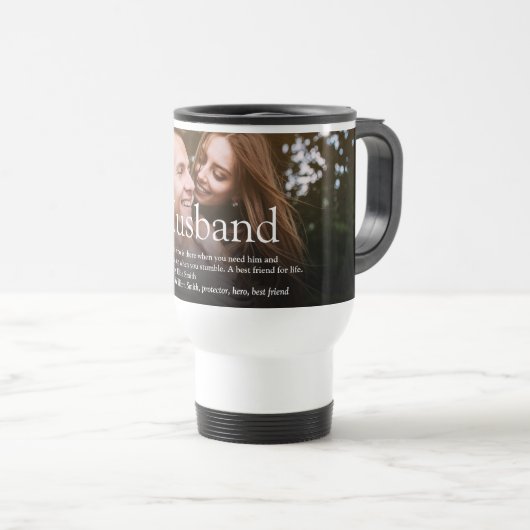 世界で最高の夫の定義写真 トラベルマグ (正面右)
