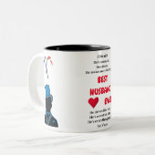 世界で最高の夫 & タキシードのシルエットの男 ツートーンマグカップ (正面左)