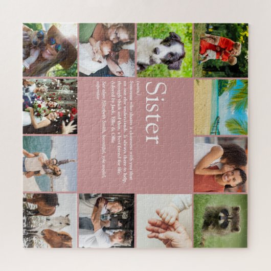 世界で最高の姉妹の定義 ファンピンク 12枚の写真 ジグソーパズル (横)