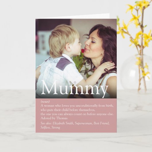 世界で最高の母の定義写真 カード (黄色い花)