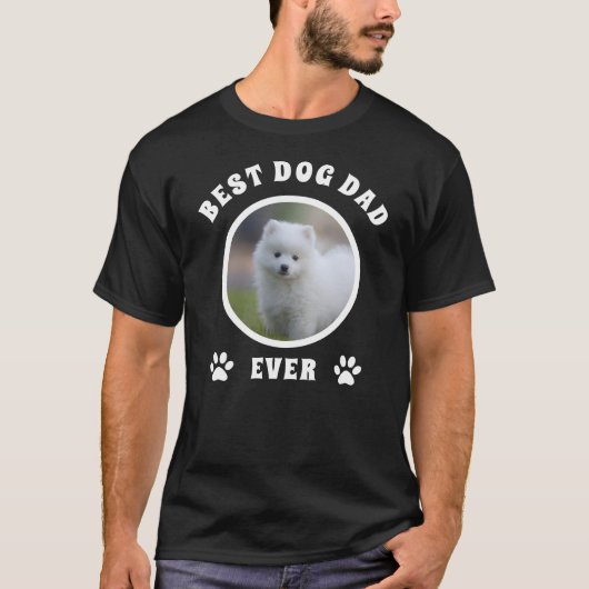 世界で最高の犬パパ カスタム写真 パーソナライズ Tシャツ (正面)